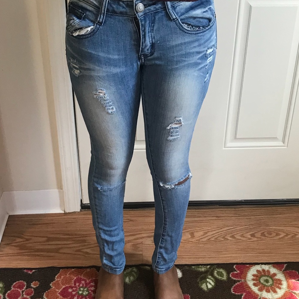 • Machine Pour Neuf Mode Blue Skinny Jeans - Picture 11 of 16